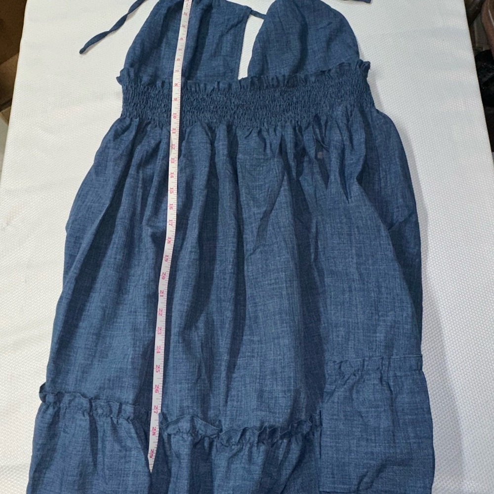 Amazon Denim Blue Halter Mini Dress
